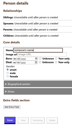 Creating a new person